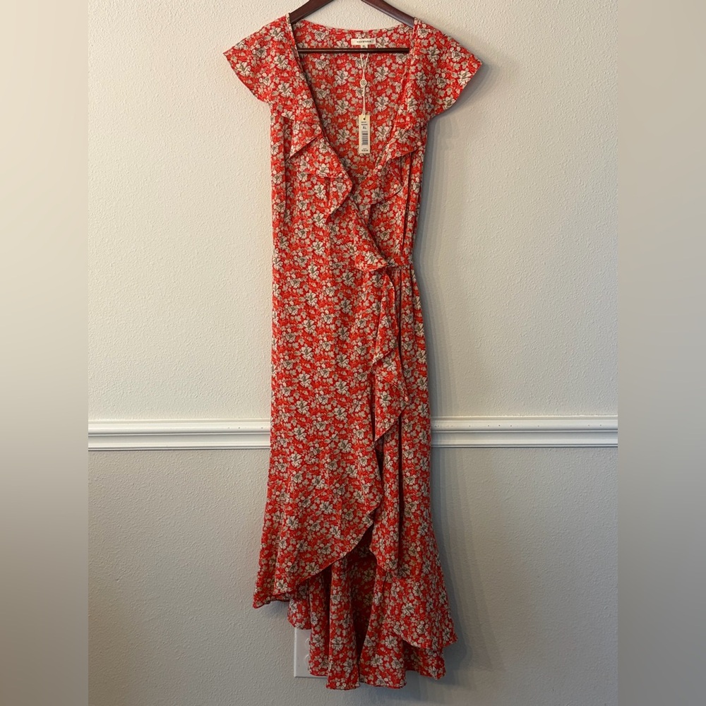 Floral Red Wrap Dress